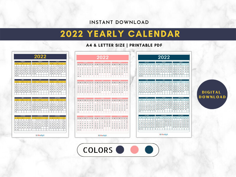 2022 Year Calendar Printable and Minimalist Calendar